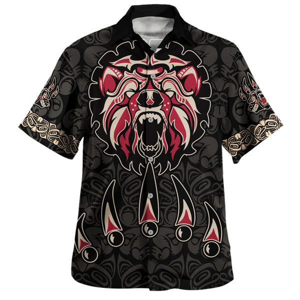 Canada Bowling Shirt Haida Tribal Roaring Bear