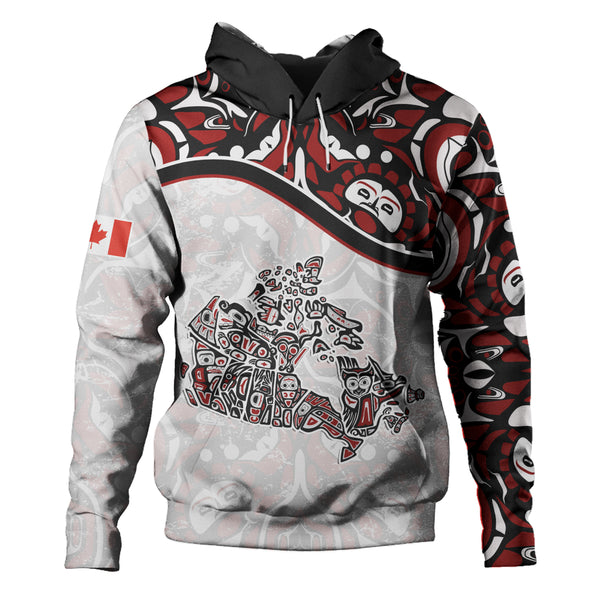 Canada Hoodie The True North Totem Map Haida Edition