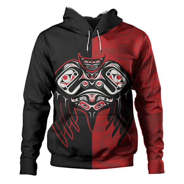 Canada Hoodie Red And Black Haida Raven Guardian