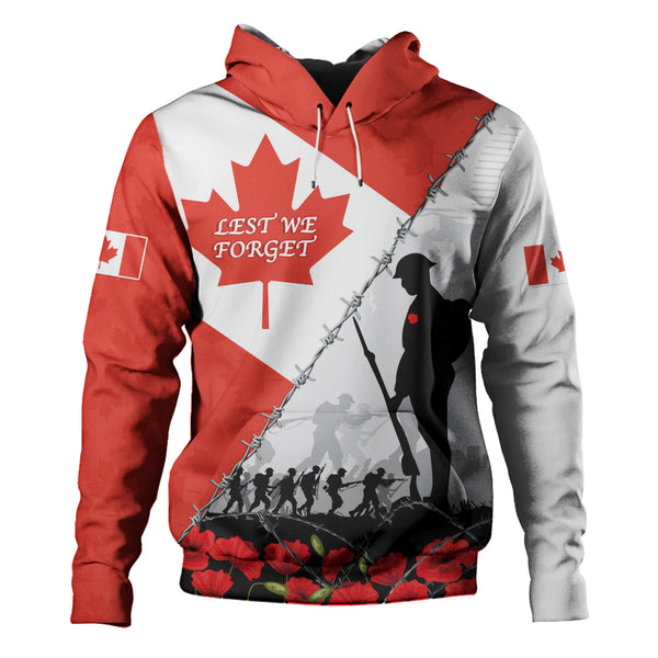Canada Hoodie Remembrance Day Poppy Flower And Barbed Wire