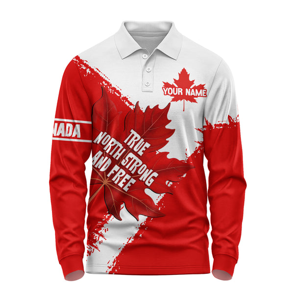 Canada Long Sleeve Polo Shirt Maple Strength Strong And Free