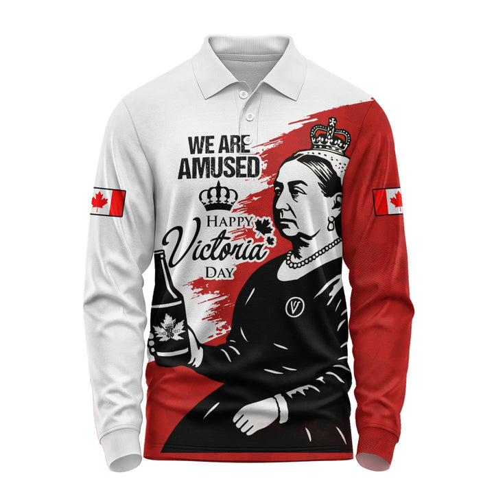Canada Long Sleeve Polo Shirt Drink Up, It���s Victoria Day!