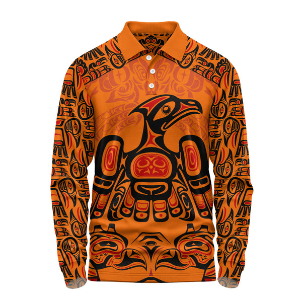 Canada Long Sleeve Polo Shirt Rise Of The Thunderbird