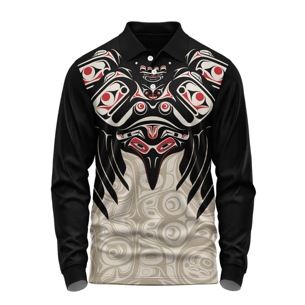 Canada Long Sleeve Polo Shirt Mystic Eagle Calling