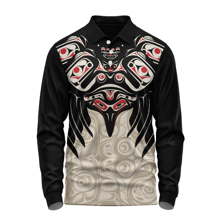 Canada Long Sleeve Polo Shirt Mystic Eagle Calling