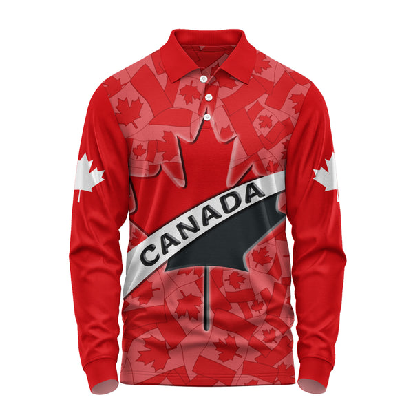 Canada Long Sleeve Polo Shirt Born Canadian Built Proud