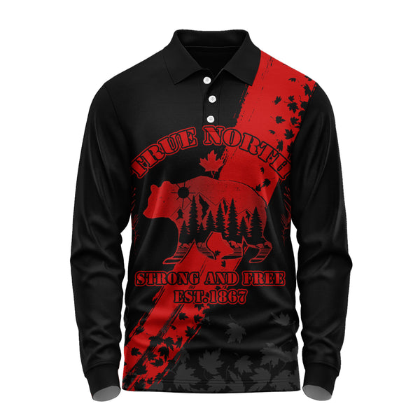 Canada Long Sleeve Polo Shirt Canada 1867 Maple Heritage