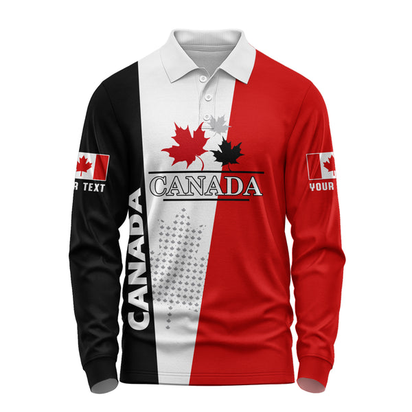 Canada Long Sleeve Polo Shirt Proud To Be Canadian