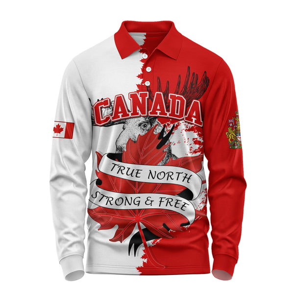 Canada Long Sleeve Polo Shirt Canada Wild Maple Strength