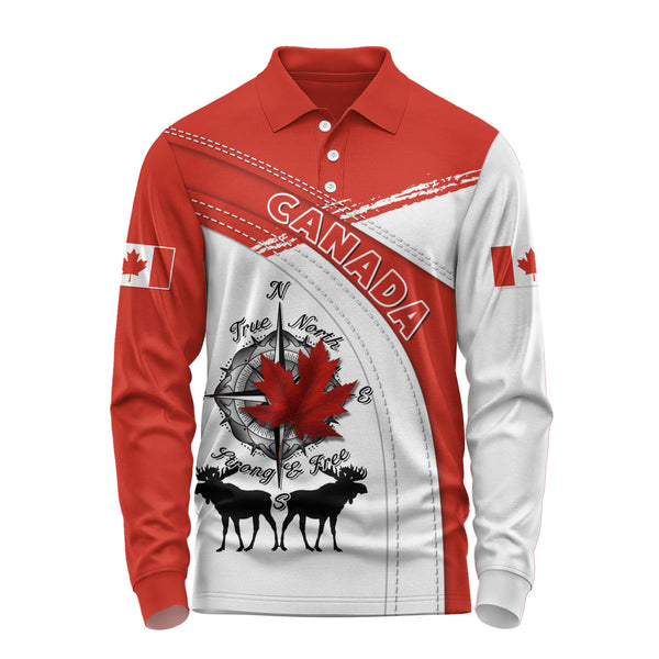 Canada Long Sleeve Polo Shirt Canada Northern Glory