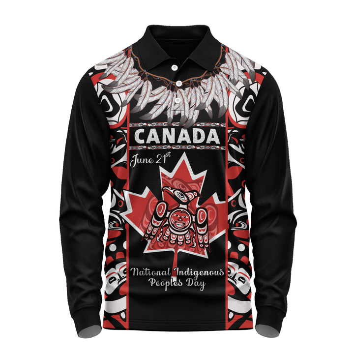 Canada Long Sleeve Polo Shirt National Indigenous Peoples Day Canadian Indigenous Haida