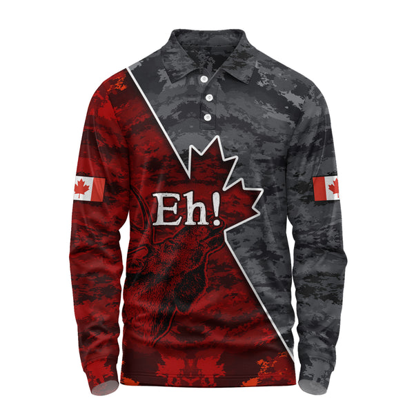 Canada Long Sleeve Polo Shirt Camouflage Maple Strength