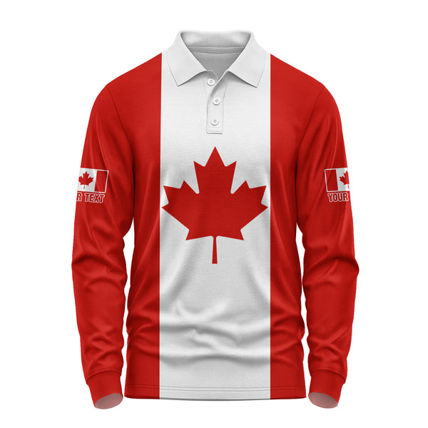 Canada Long Sleeve Polo Shirt Canada Royal Maple Beaver