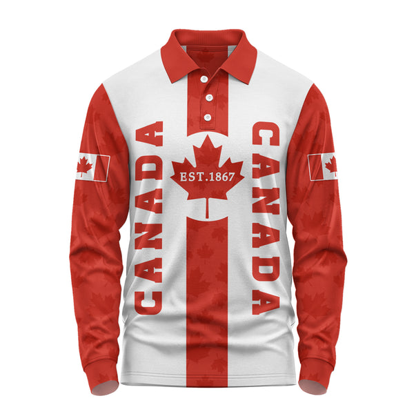 Canada Long Sleeve Polo Shirt Canada Maple Pride 1867