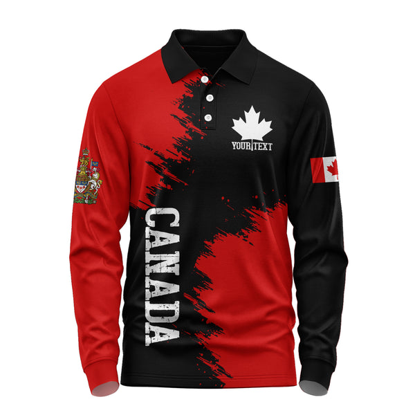 Canada Long Sleeve Polo Shirt Canada Maple Clash