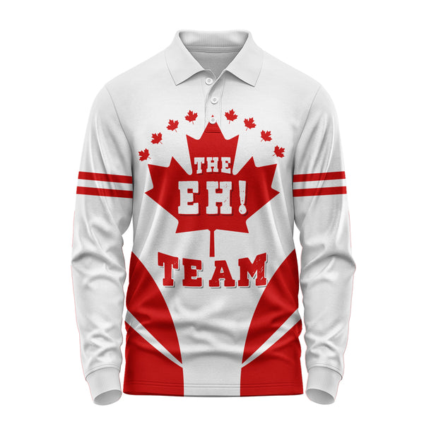 Canada Long Sleeve Polo Shirt Custom Canada The Eh Team Maple Leaf