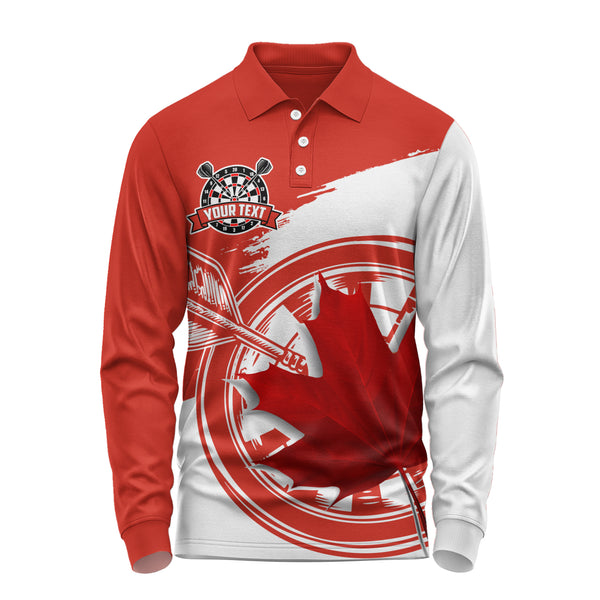 Canada Long Sleeve Polo Shirt Sharp Maple Dart Shot