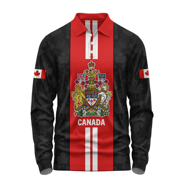 Canada Long Sleeve Polo Shirt Coat of Arms Classic Edition