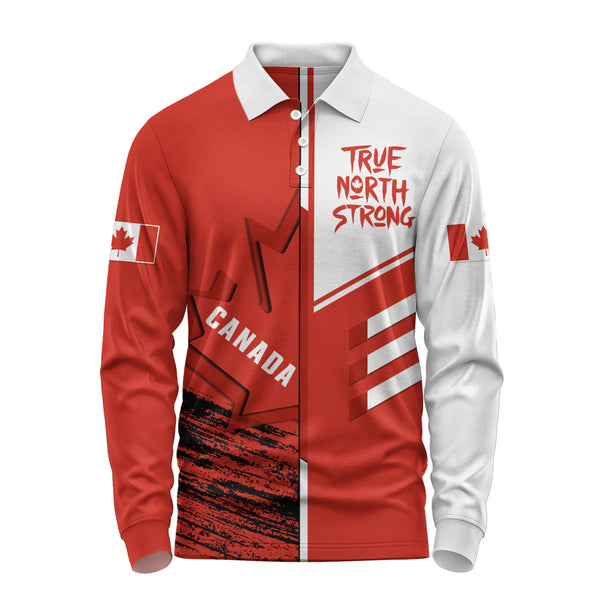 Canada Long Sleeve Polo Shirt Canada Maple Streetwear