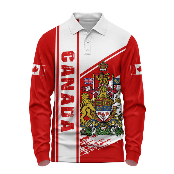 Canada Long Sleeve Polo Shirt Canada Heritage Crest