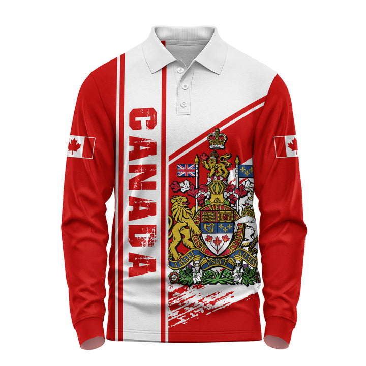 Canada Long Sleeve Polo Shirt Canada Heritage Crest