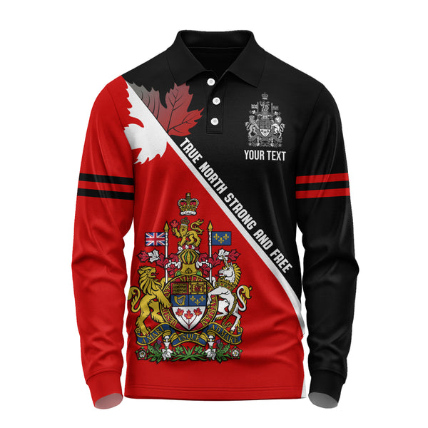 Canada Long Sleeve Polo Shirt Custom Proud Canadian Coat