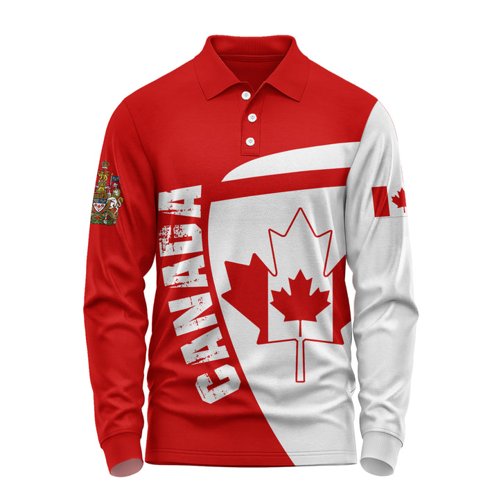 Canada Long Sleeve Polo Shirt Canada Maple Leafs Half Concept