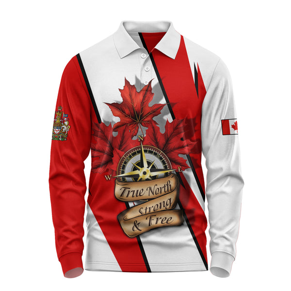 Canada Long Sleeve Polo Shirt Canada True North Compass