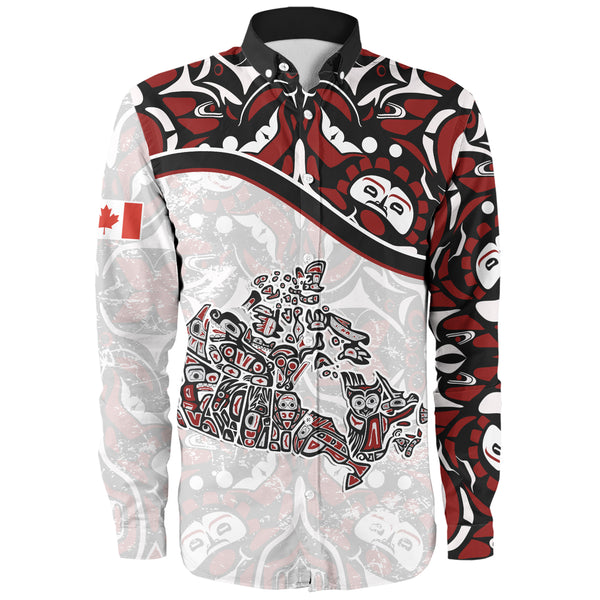 Canada Long Sleeve Shirt The True North Totem Map Haida Edition