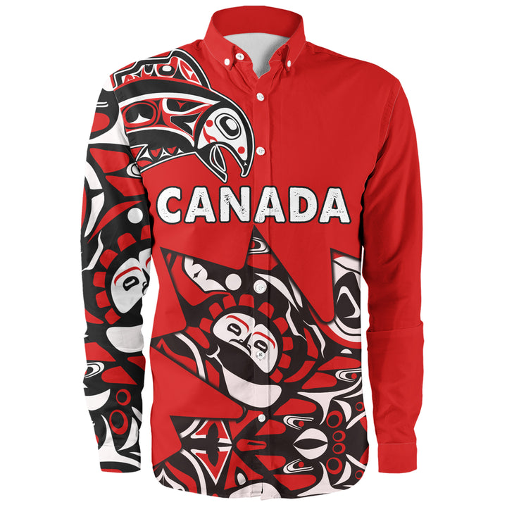 Canada Long Sleeve Shirt Canada Maple Leafs Haida Spirit Pattern