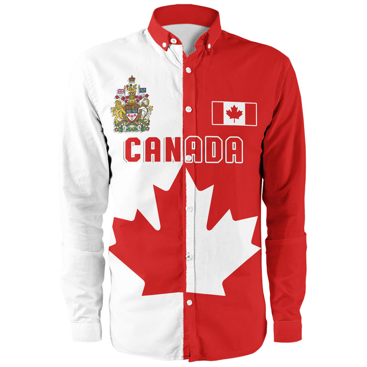 Canada Long Sleeve Shirt Canada Maple Crest Half And Half Style