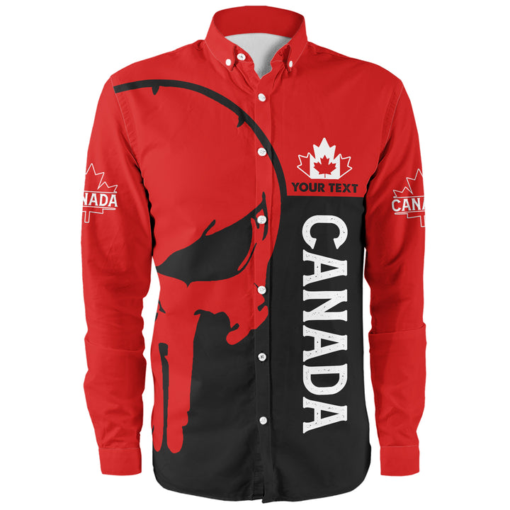 Canada Long Sleeve Shirt Custom Crimson Skull Canada