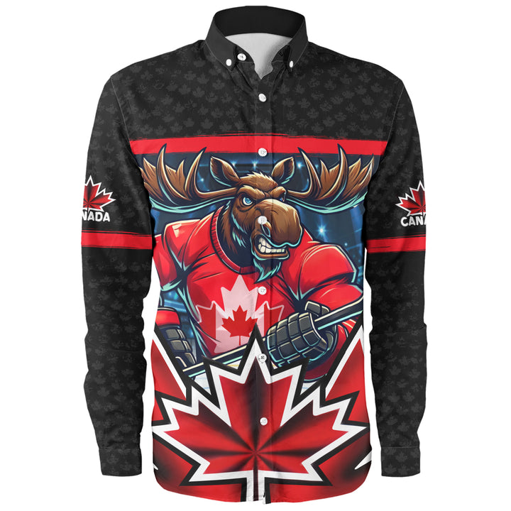 Canada Long Sleeve Shirt Maple Moose Hockey Warrior