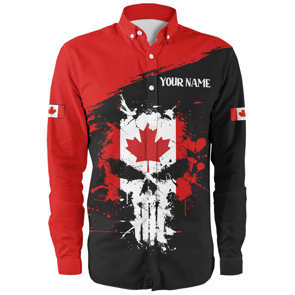 Canada Long Sleeve Shirt Red Skull Patriot Canada Edition