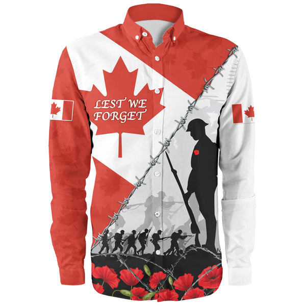 Canada Long Sleeve Shirt Remembrance Day Poppy Flower And Barbed Wire