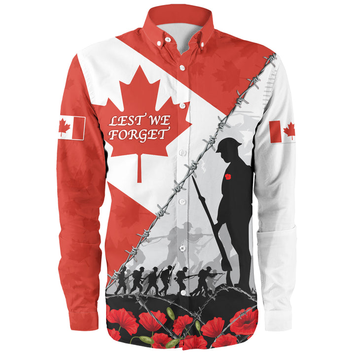 Canada Long Sleeve Shirt Remembrance Day Poppy Flower And Barbed Wire