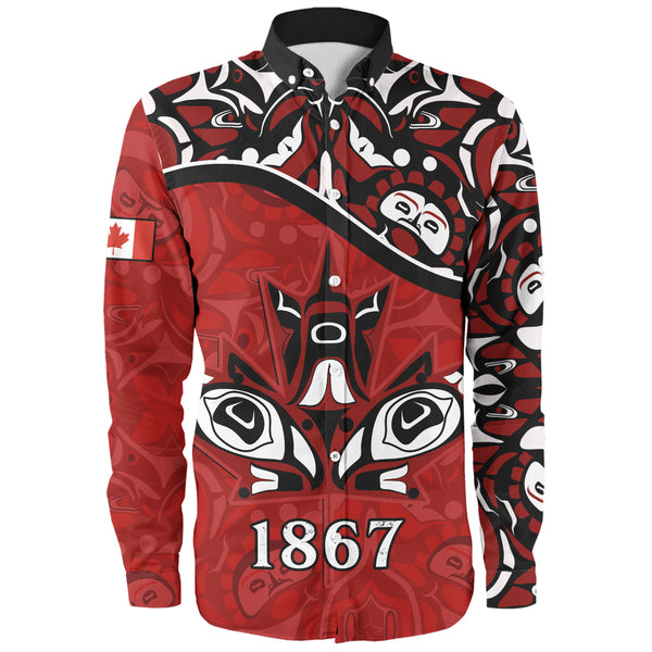 Canada Long Sleeve Shirt Haida Indigenous Power 1867