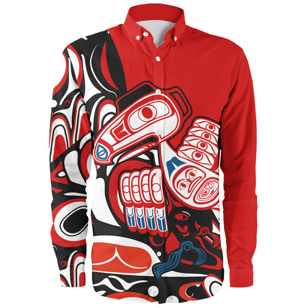 Canada Long Sleeve Shirt Haida Red Totem Legacy