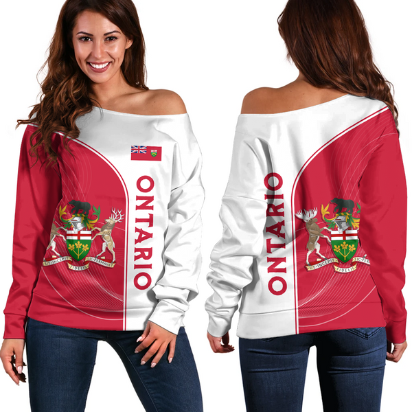 Ontario Off Shoulder Sweatshirt Proud Provincial Heritage