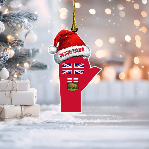 Manitoba Wood Acrylic Ornament Canadian Province Flag Christmas Collection