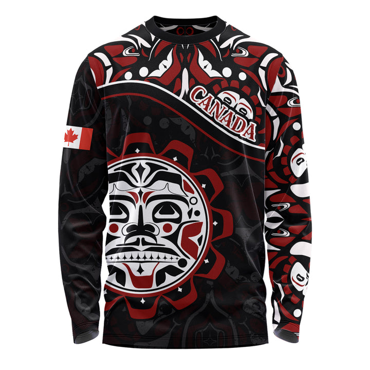 Canada Long Sleeve T-Shirt Haida Sun Spirit