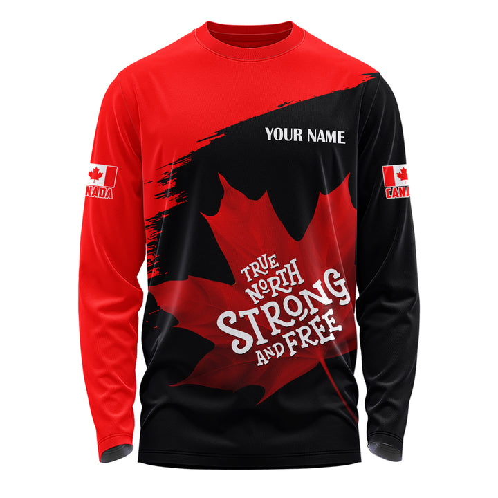 Canada Long Sleeve T-Shirt Custom Maple Power Blackout
