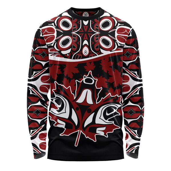 Canada Long Sleeve T-Shirt Haida Echo Red Leaf Pride