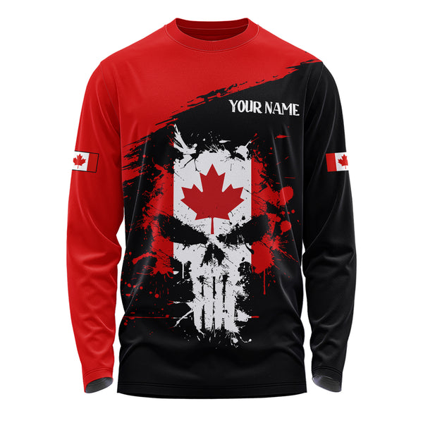 Canada Long Sleeve T-Shirt Red Skull Patriot Canada Edition