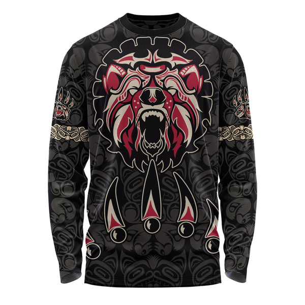 Canada Long Sleeve T-Shirt Haida Tribal Roaring Bear