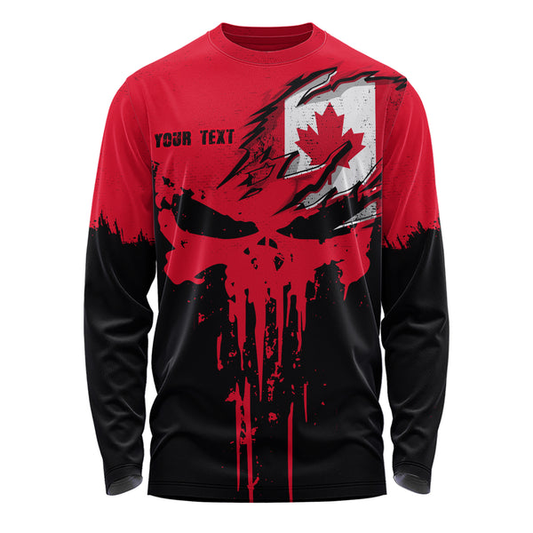 Canada Long Sleeve T-Shirt Maple Skull Fearless North