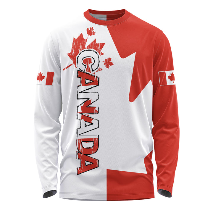 Canada Long Sleeve T-Shirt Canada Red And White Boldness