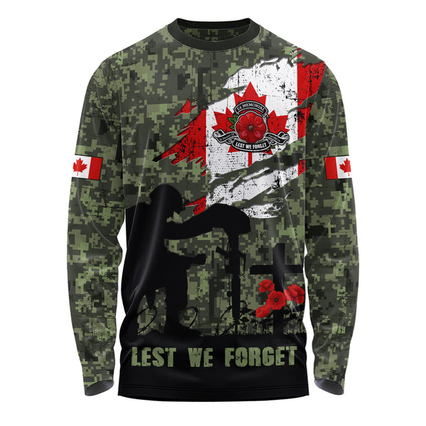 Canada Long Sleeve T-Shirt Remembrance Day Fallen Soldiers Memorial