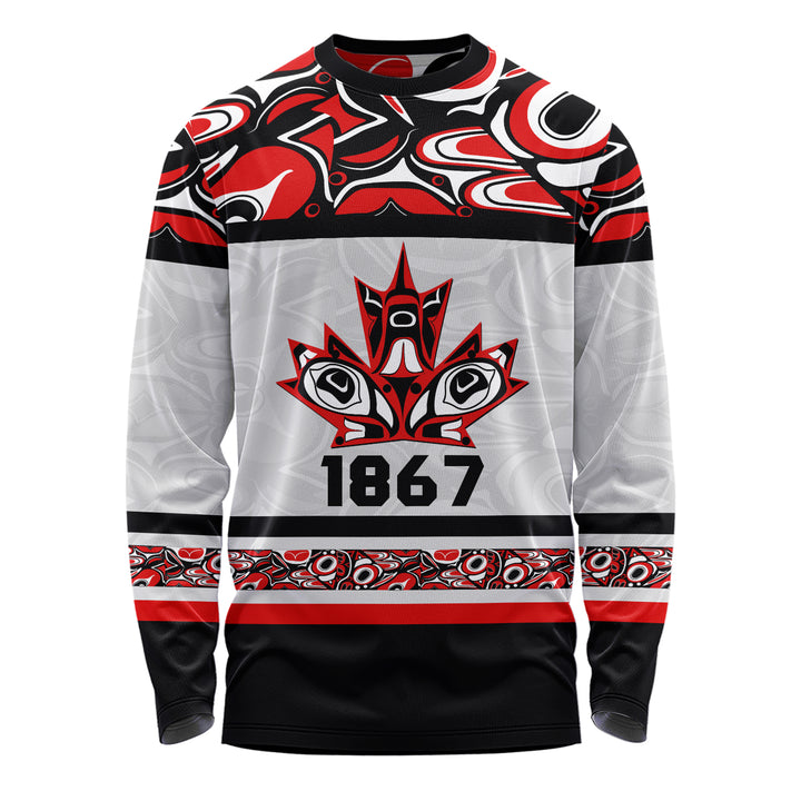 Canada Long Sleeve T-Shirt Haida Indigenous Maple Legacy 1867