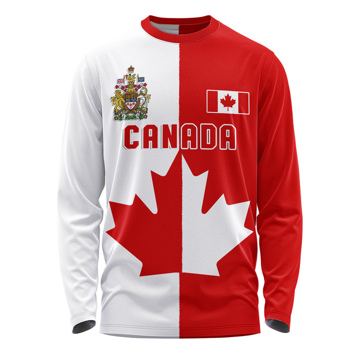 Canada Long Sleeve T-Shirt Canada Maple Crest Half And Half Style